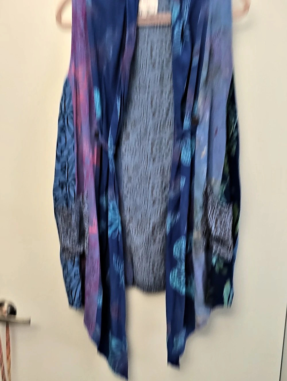 Wild Woman Blue Floral Printed Tunic L XL Hippie Drum Circle Vibe
